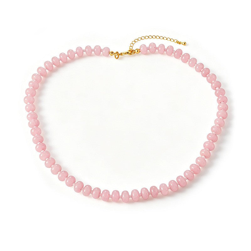 Romantic Pink Gradient Stone Beaded Necklace