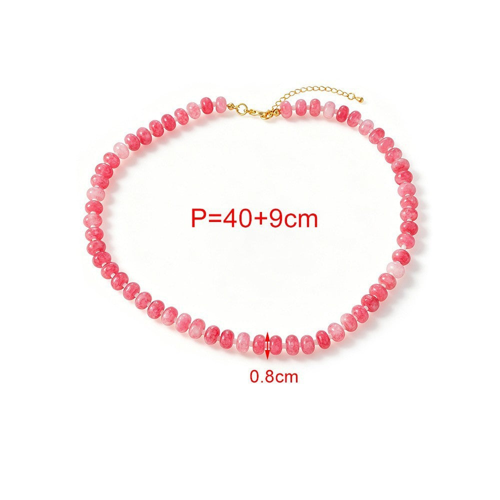 Romantic Pink Gradient Stone Beaded Necklace