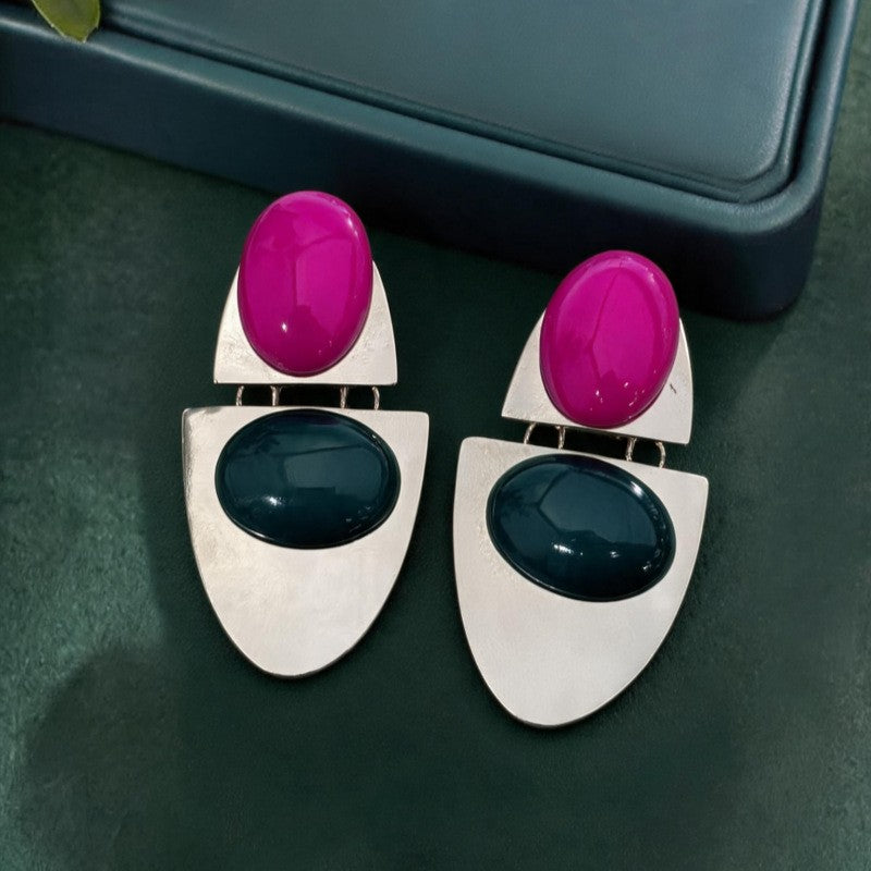 Classy Color Block Geometric Drop Earrings