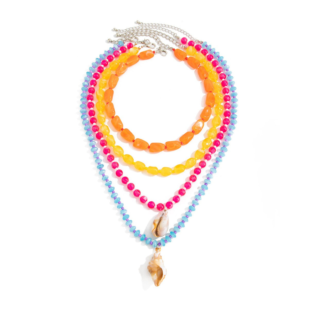 Boho Colorful Resin Shell Necklace & Bracelet Set