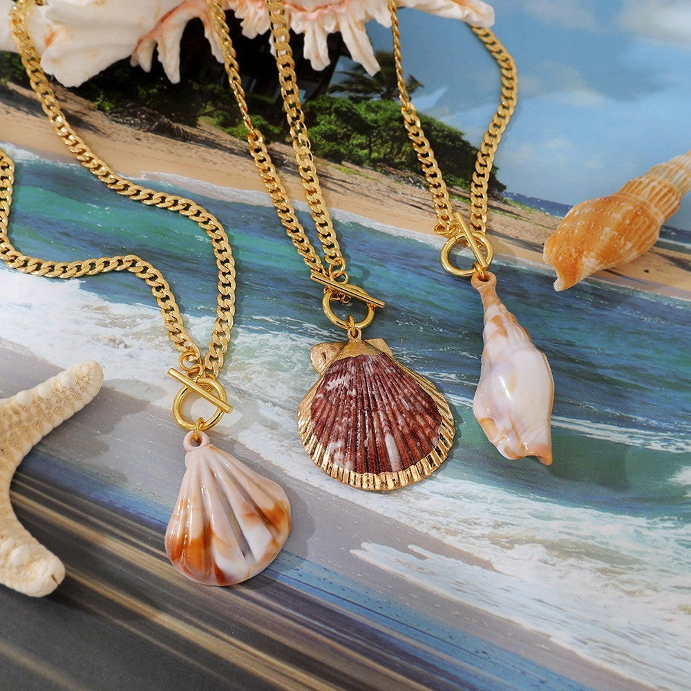 Romantic Conch Shell OT Toggle Necklace