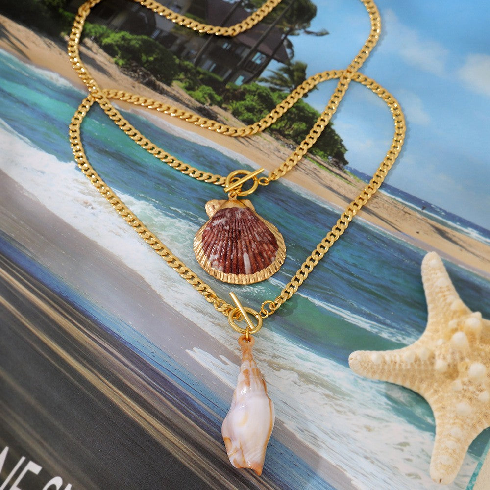 Romantic Conch Shell OT Toggle Necklace