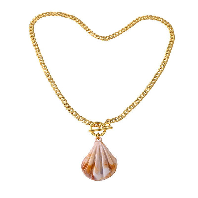 Romantic Conch Shell OT Toggle Necklace