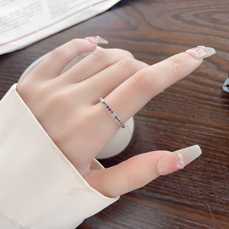 Dainty Rainbow Zirconia Snake Ring