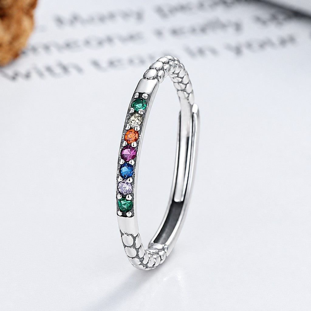 Dainty Rainbow Zirconia Snake Ring
