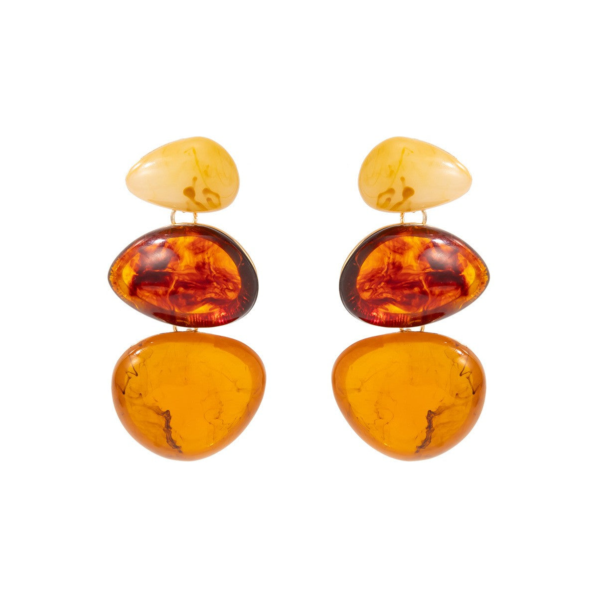 Boho Colorblock Resin Pebble Drop Earrings