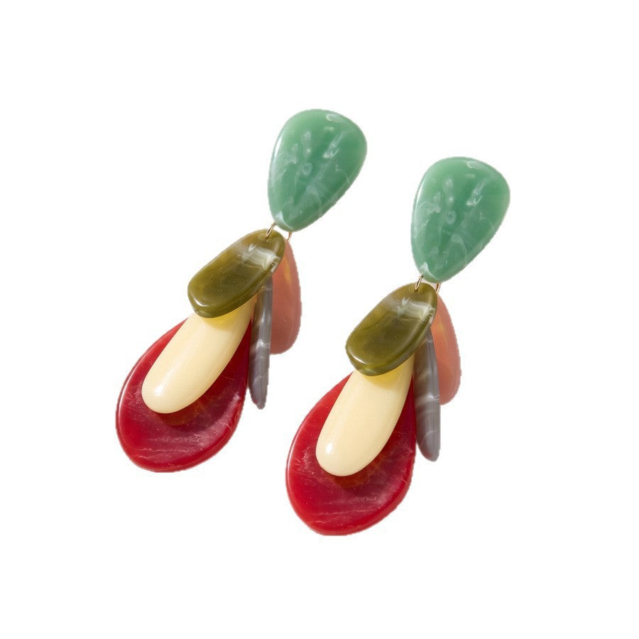 Statement Cream Resin Petal Drop Earrings