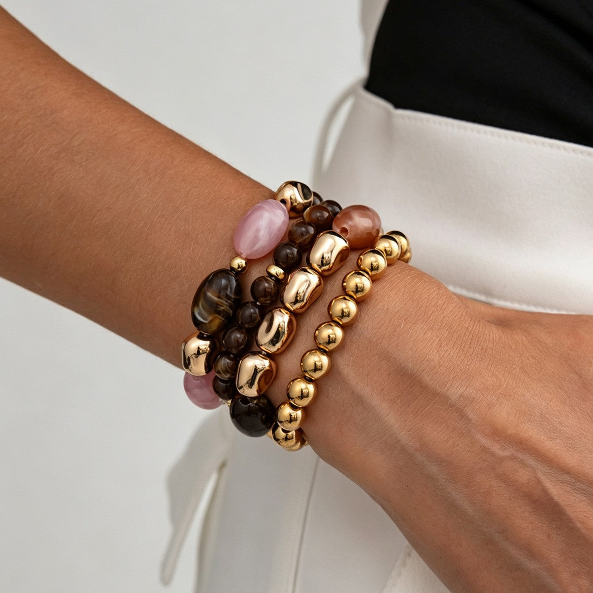 4pc Boho Marbled Resin Bracelet Set