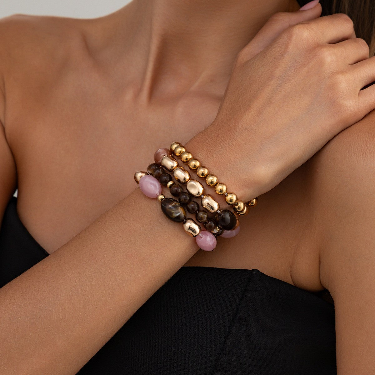 4pc Boho Marbled Resin Bracelet Set