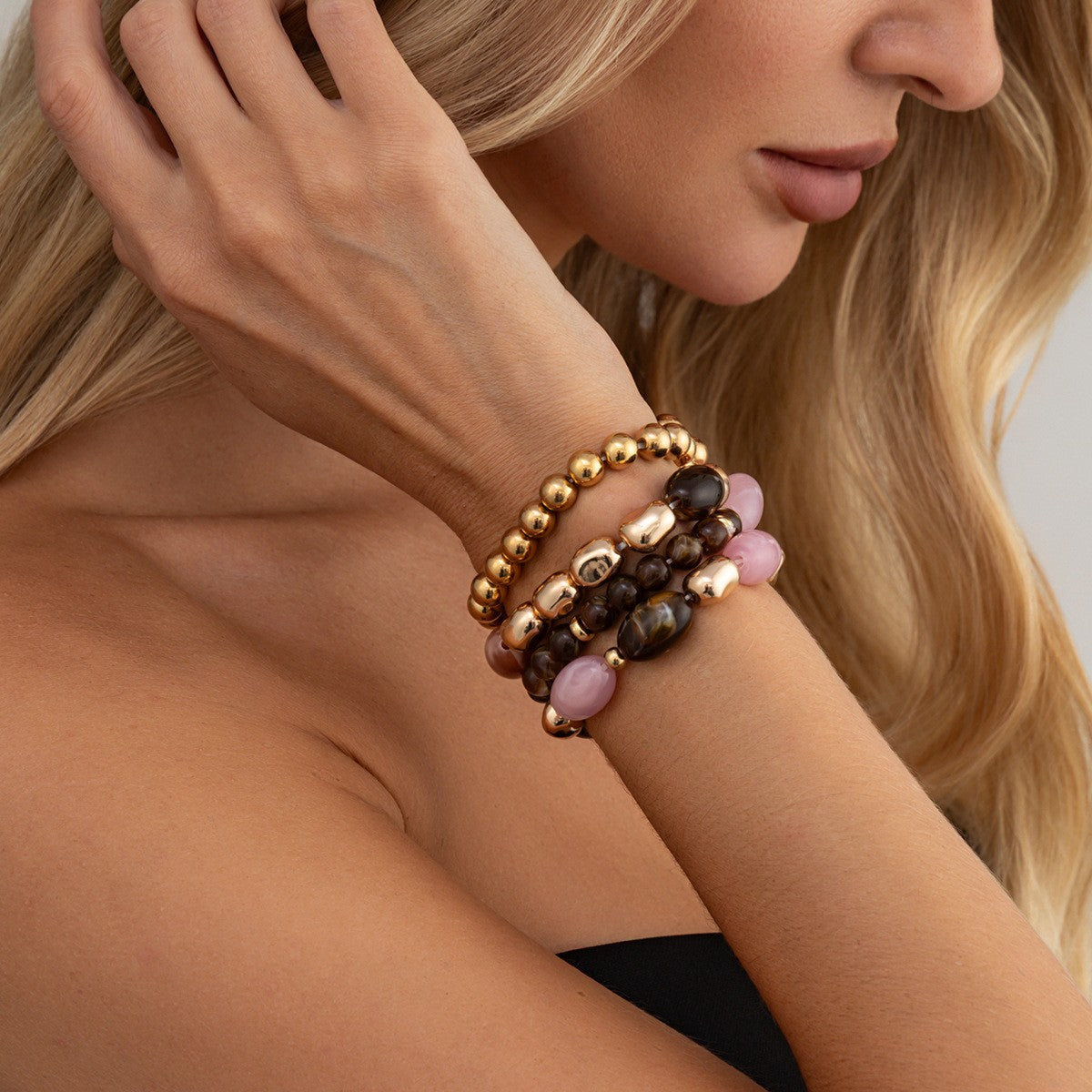 4pc Boho Marbled Resin Bracelet Set