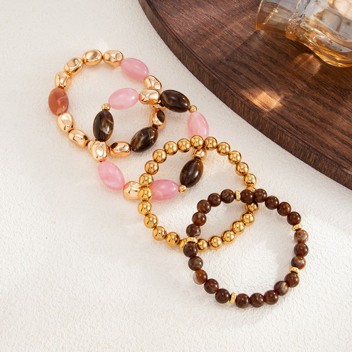 4pc Boho Marbled Resin Bracelet Set