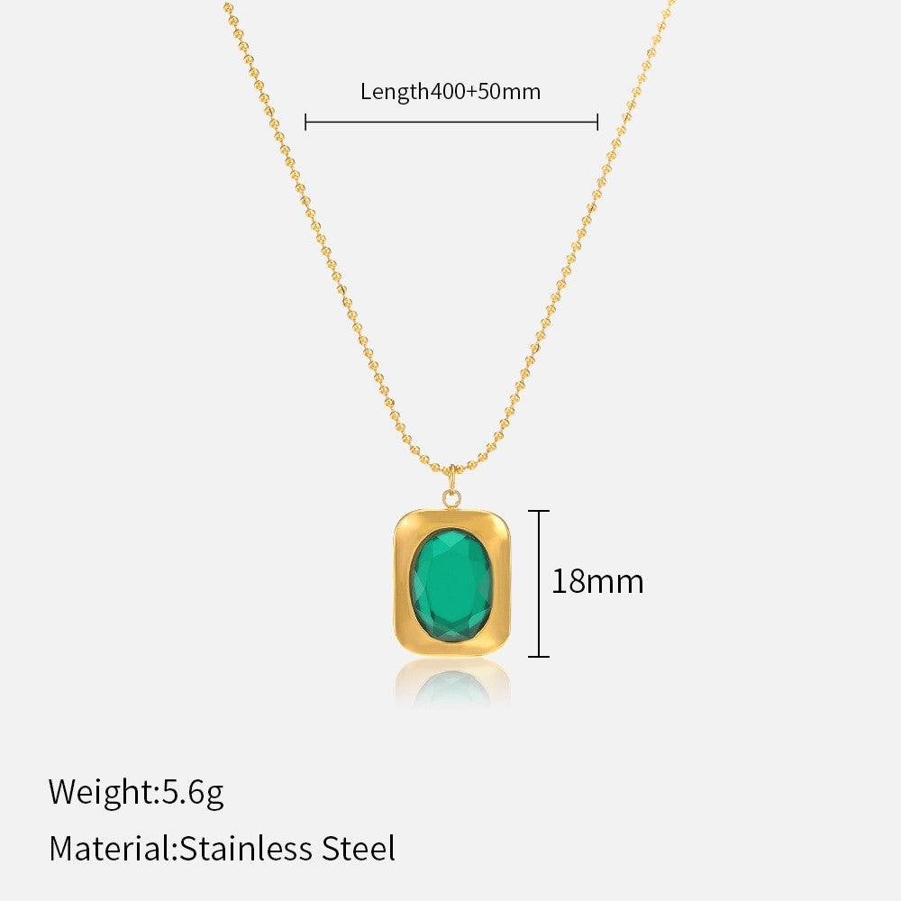Classy Green Gemstone Lock Necklace