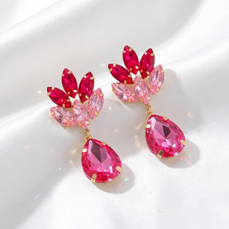 Classy Pink Marquise Teardrop Earrings