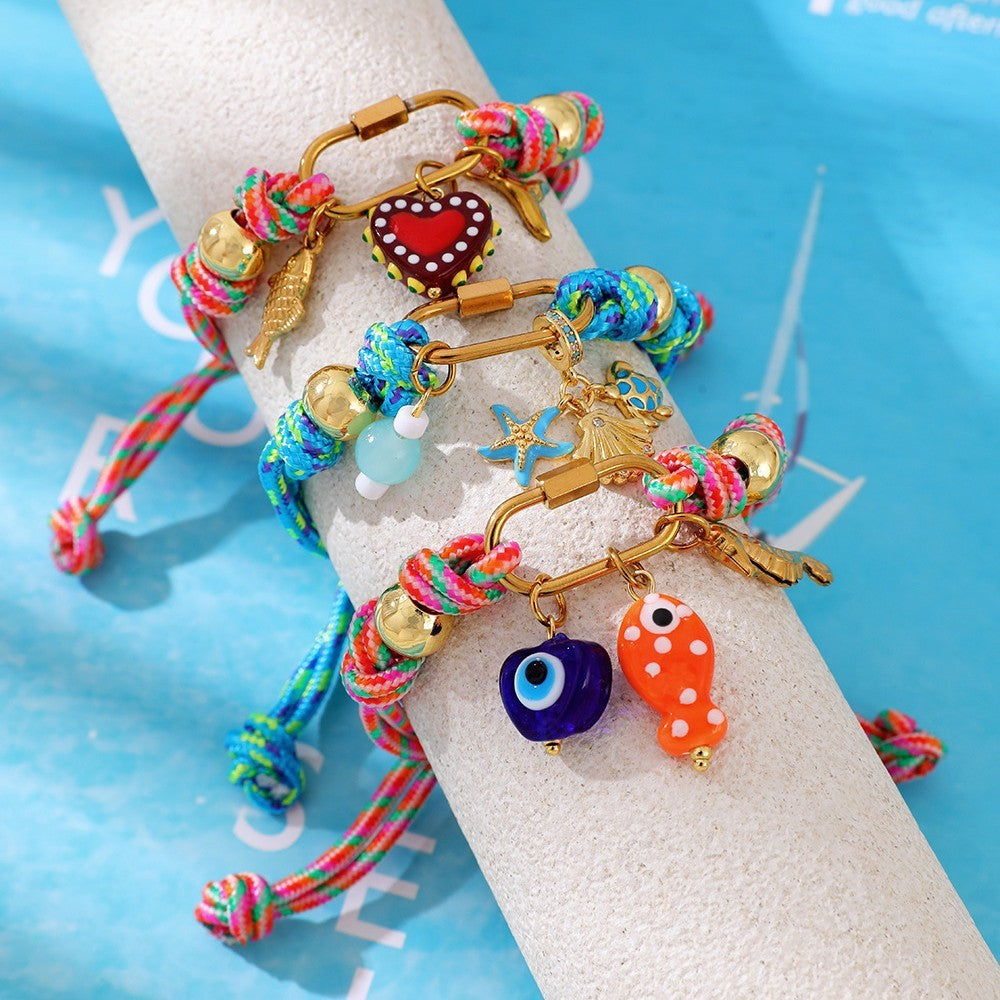 Boho Woven Ocean Charm Bracelet