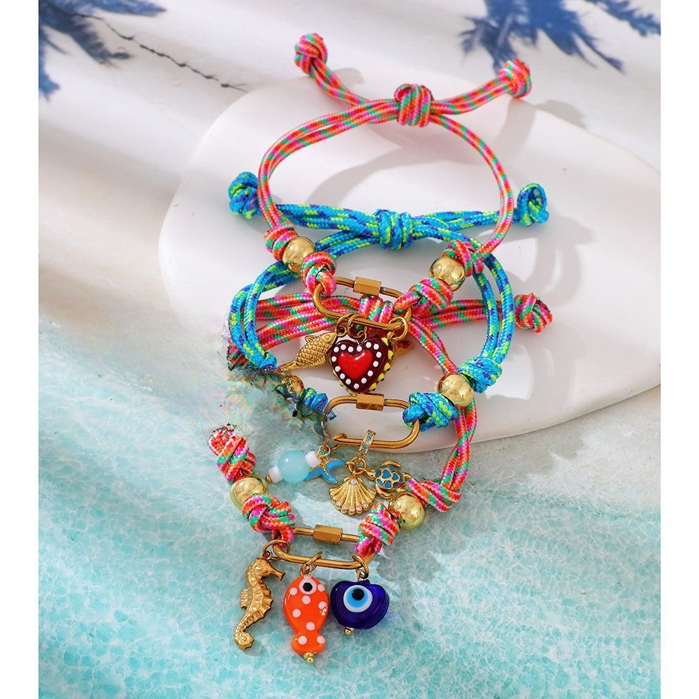 Boho Woven Ocean Charm Bracelet