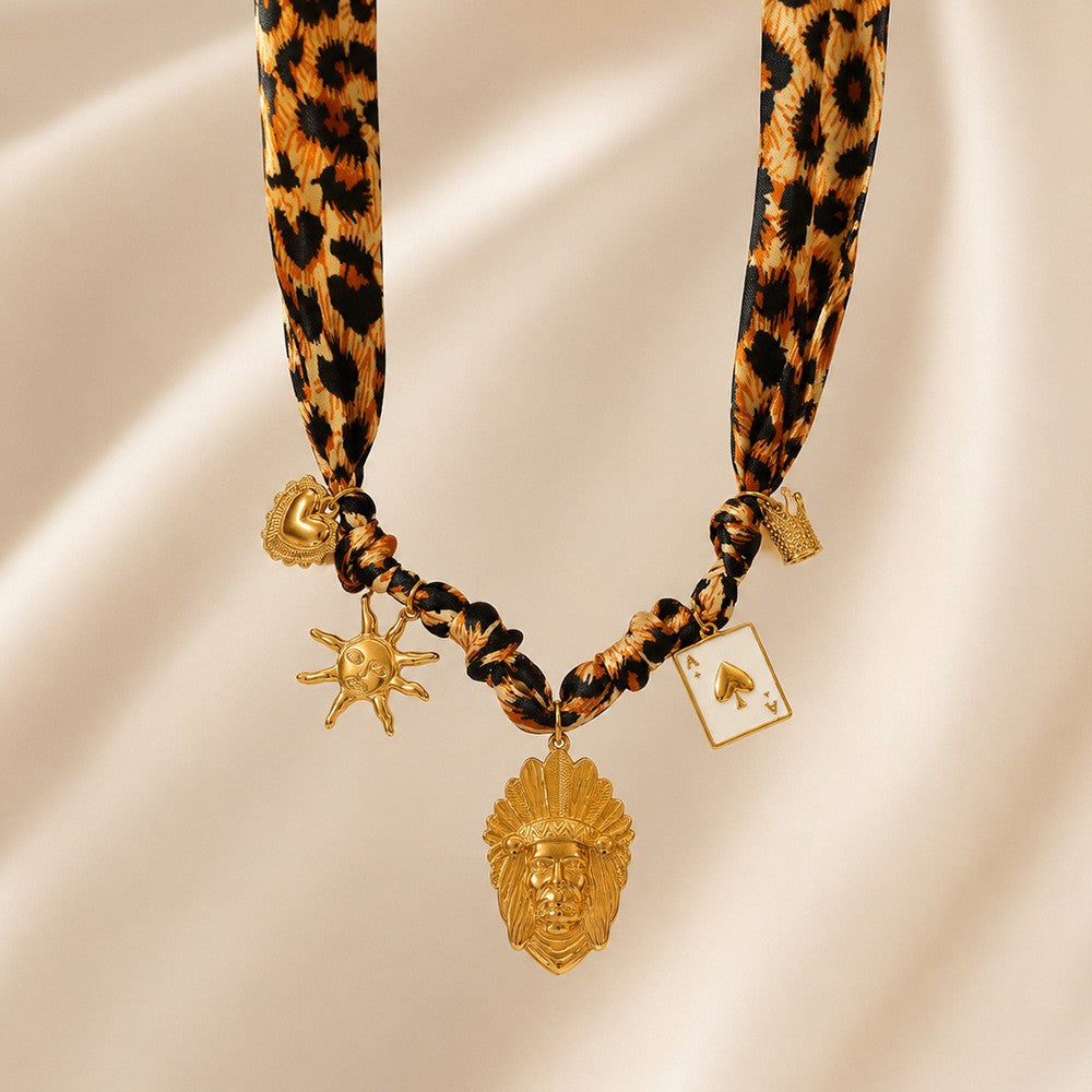 18k Boho Scarf Charm Necklace