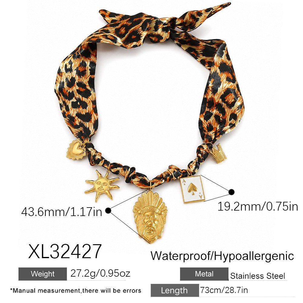 18k Boho Scarf Charm Necklace