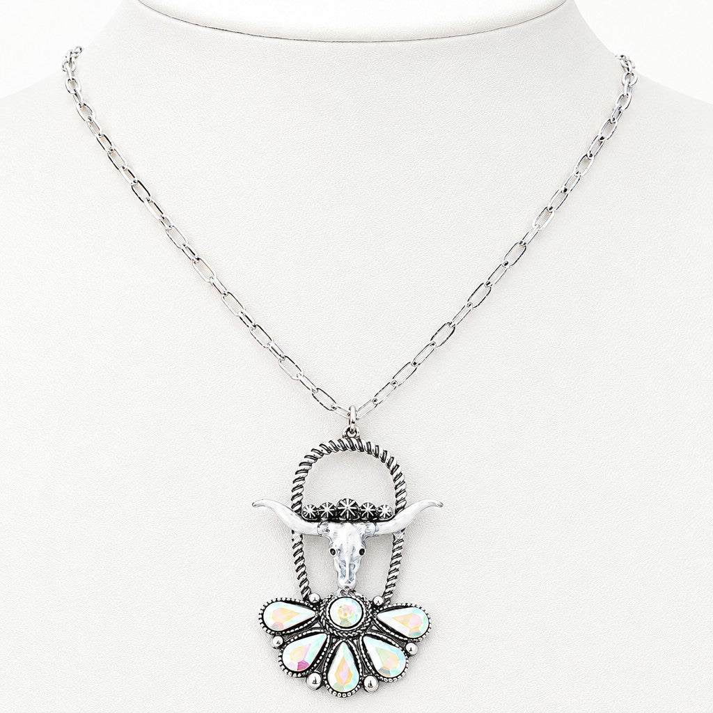 Boho Vintage Bull Skull Necklace