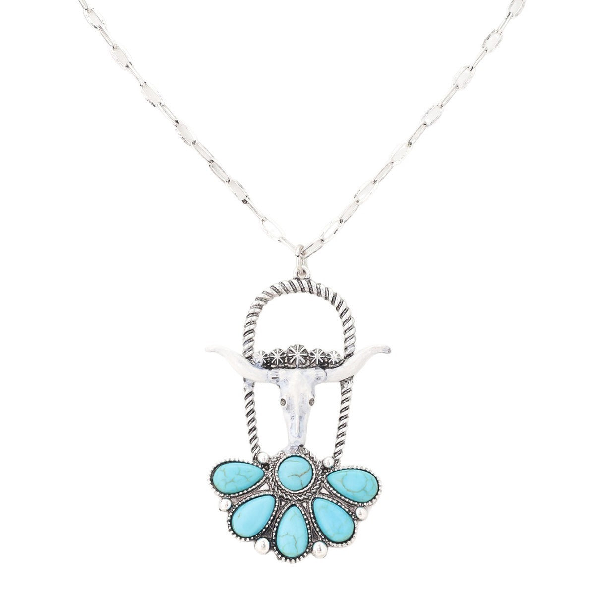 Boho Vintage Bull Skull Necklace