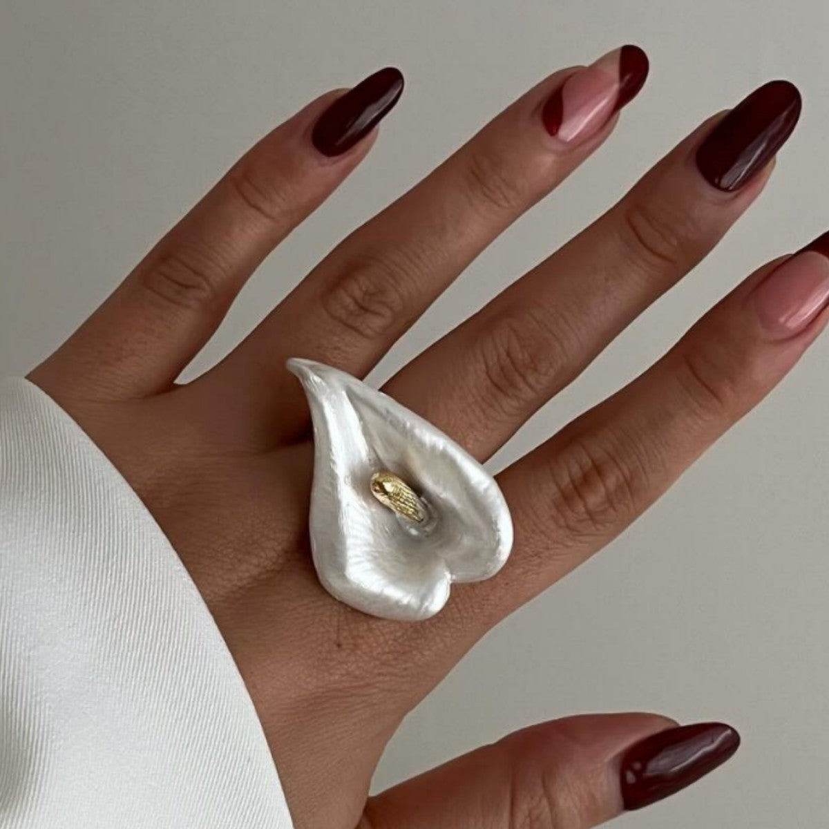 Romantic Enamel Calla Lily Open Ring
