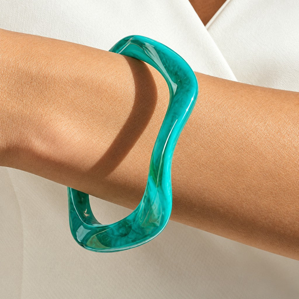 Classy Multi-Tone Wavy Resin Bangle Set