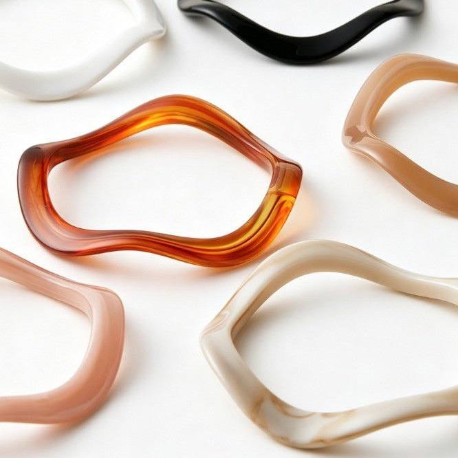 Classy Multi-Tone Wavy Resin Bangle Set