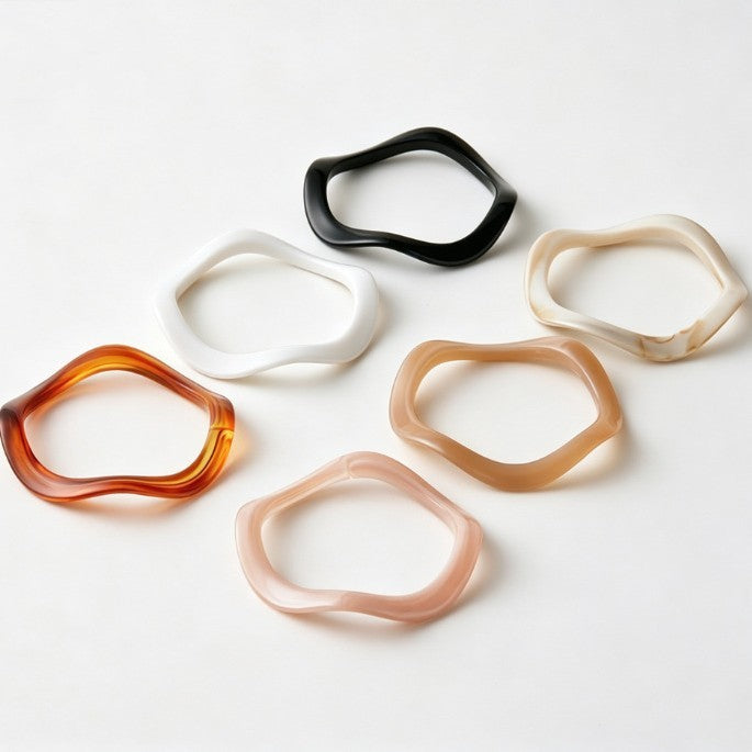 Classy Multi-Tone Wavy Resin Bangle Set