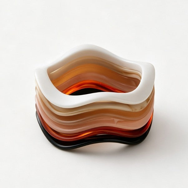 Classy Multi-Tone Wavy Resin Bangle Set