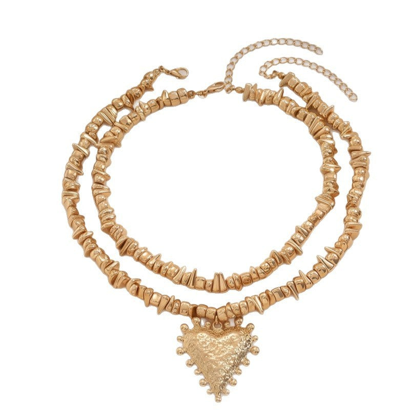 Classy Irregular Beaded Heart Necklace