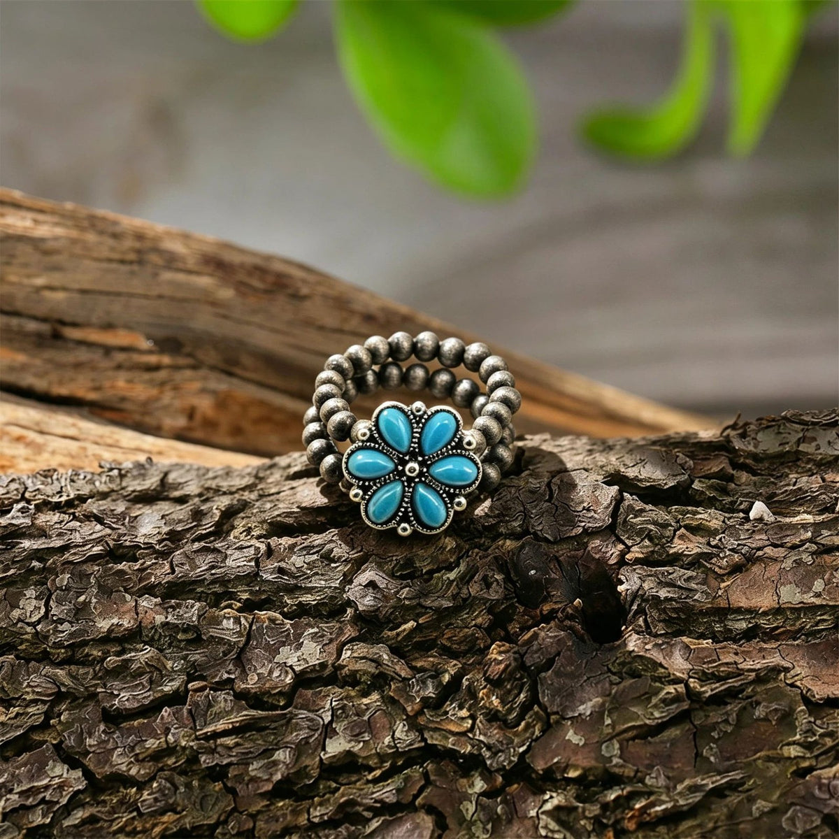 Vintage Turquoise Flower Beaded Necklace, Bracelet & Earring Set