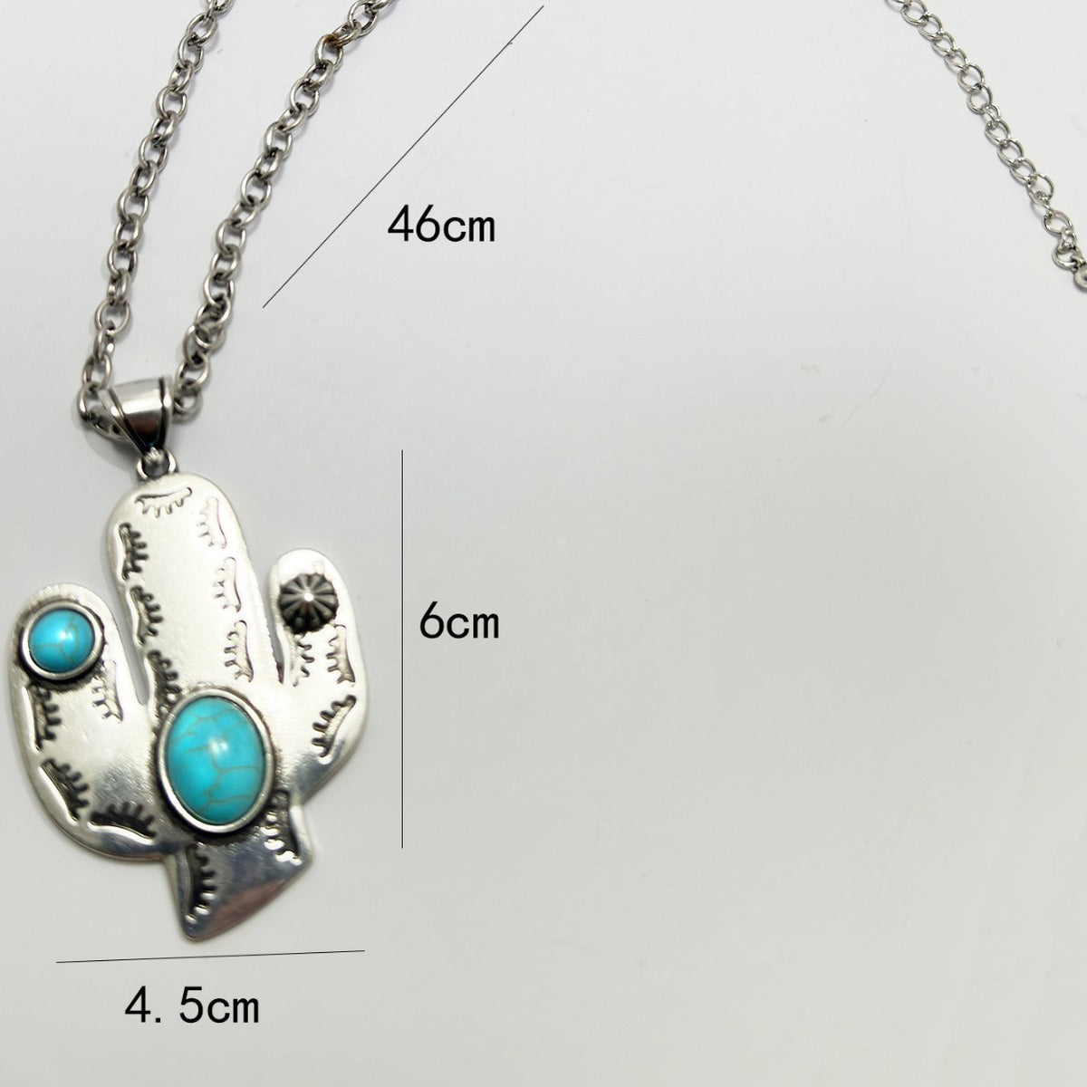Boho Vintage Cactus Pendant Necklace