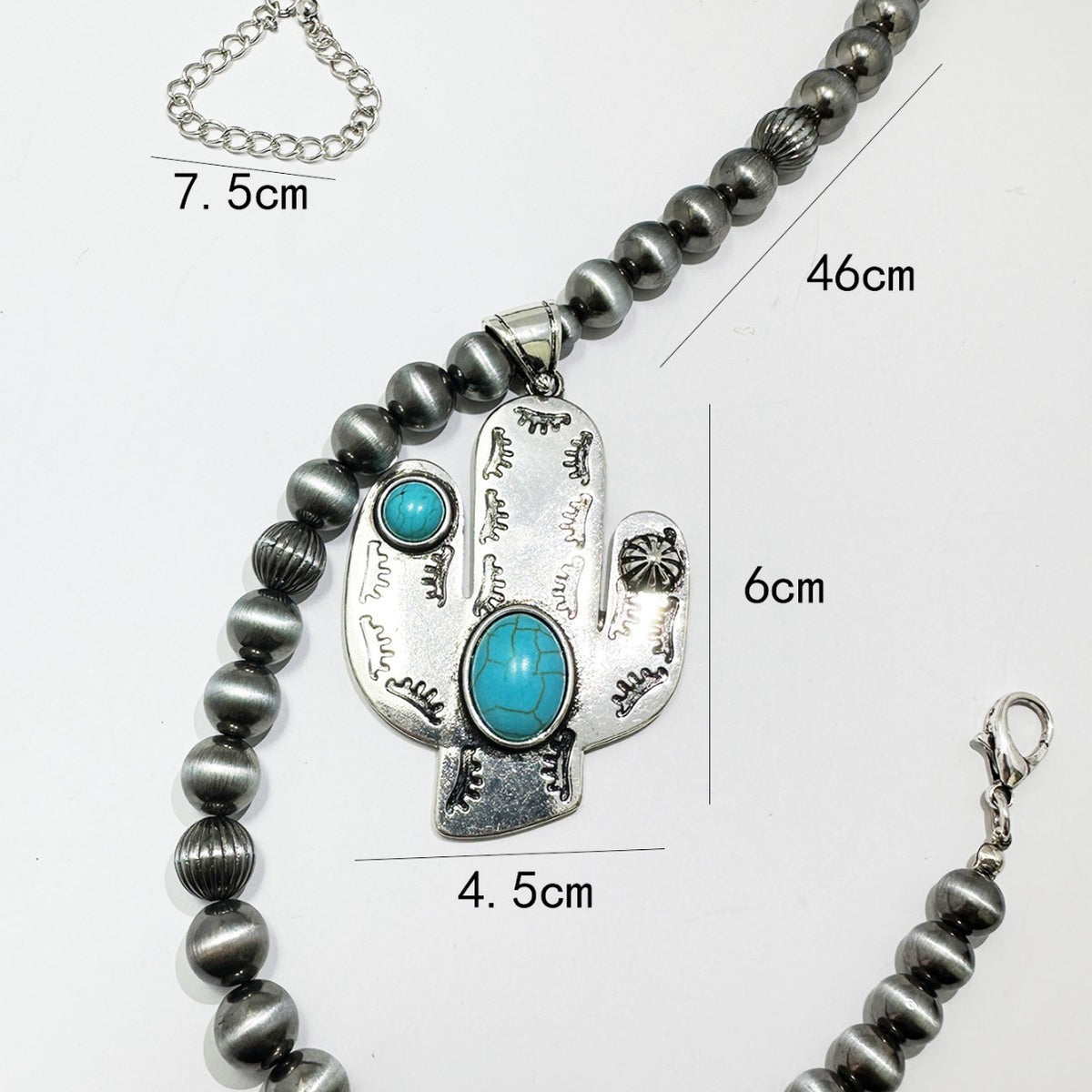Boho Vintage Cactus Pendant Necklace