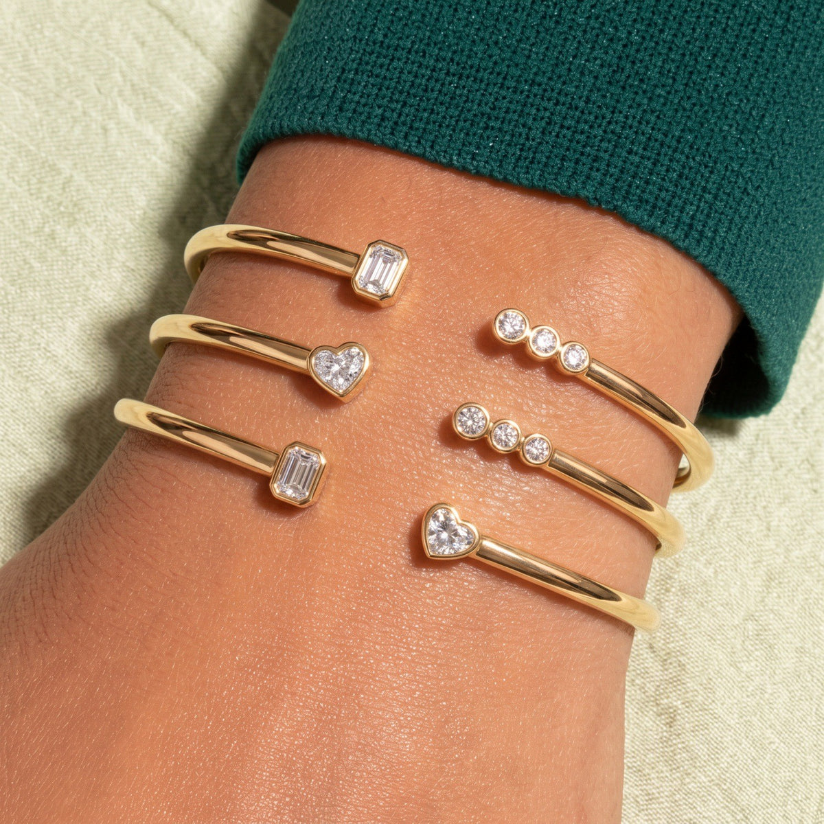 Dainty Mixed Gem Open Cuff Bracelet