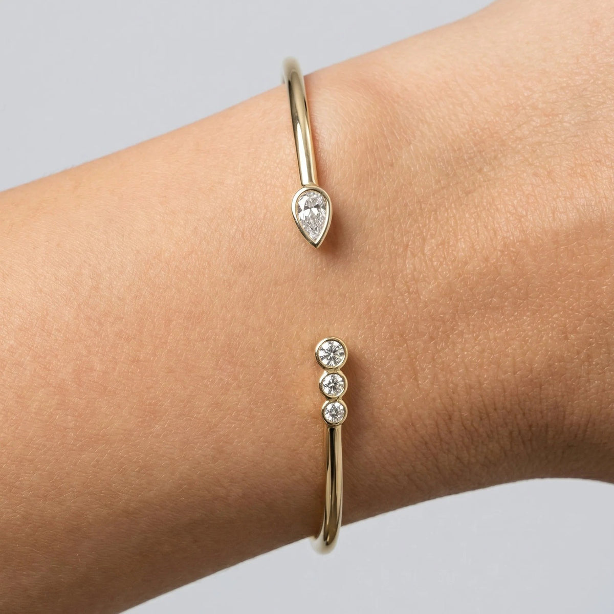 Dainty Mixed Gem Open Cuff Bracelet