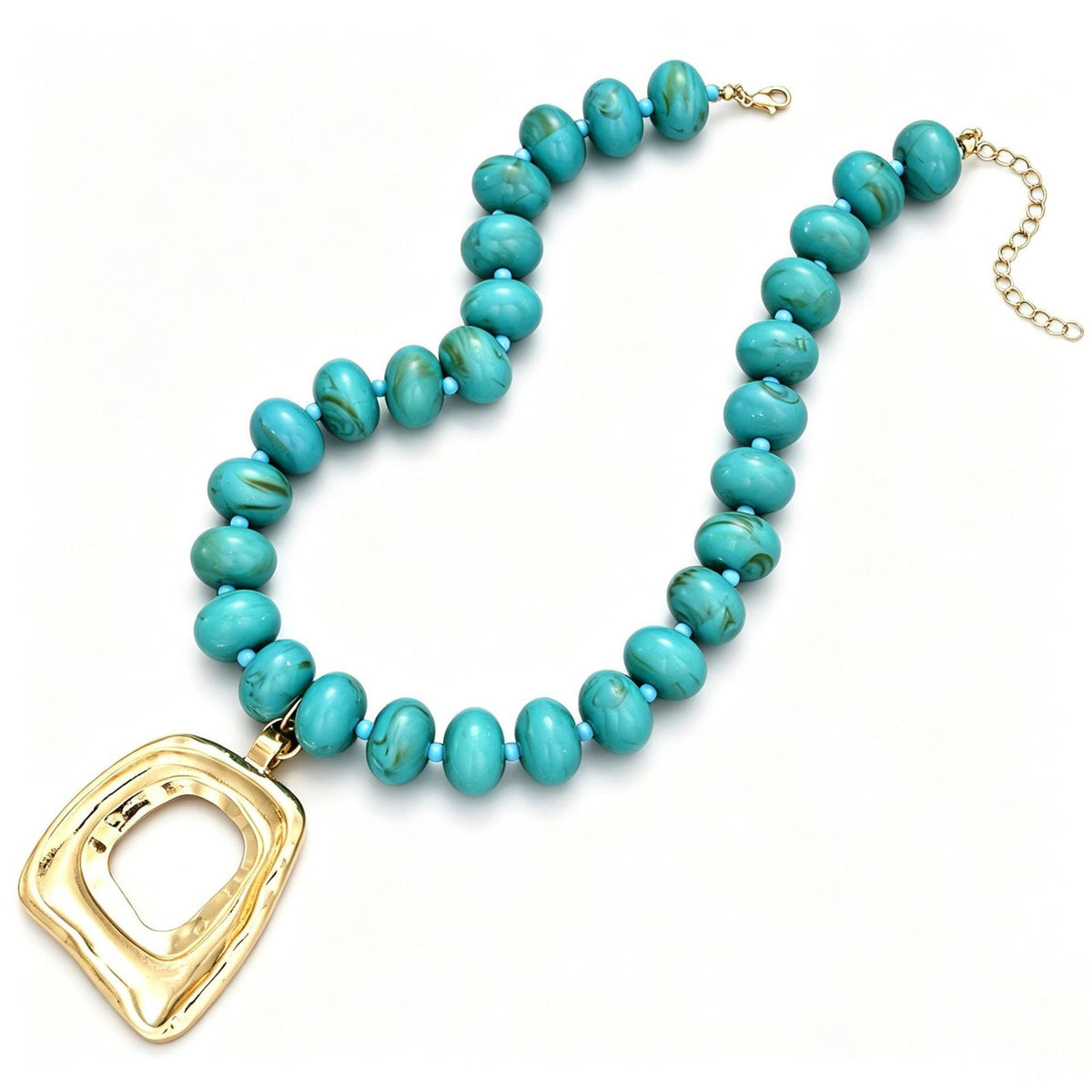 Boho Turquoise Beaded Geometric Necklace