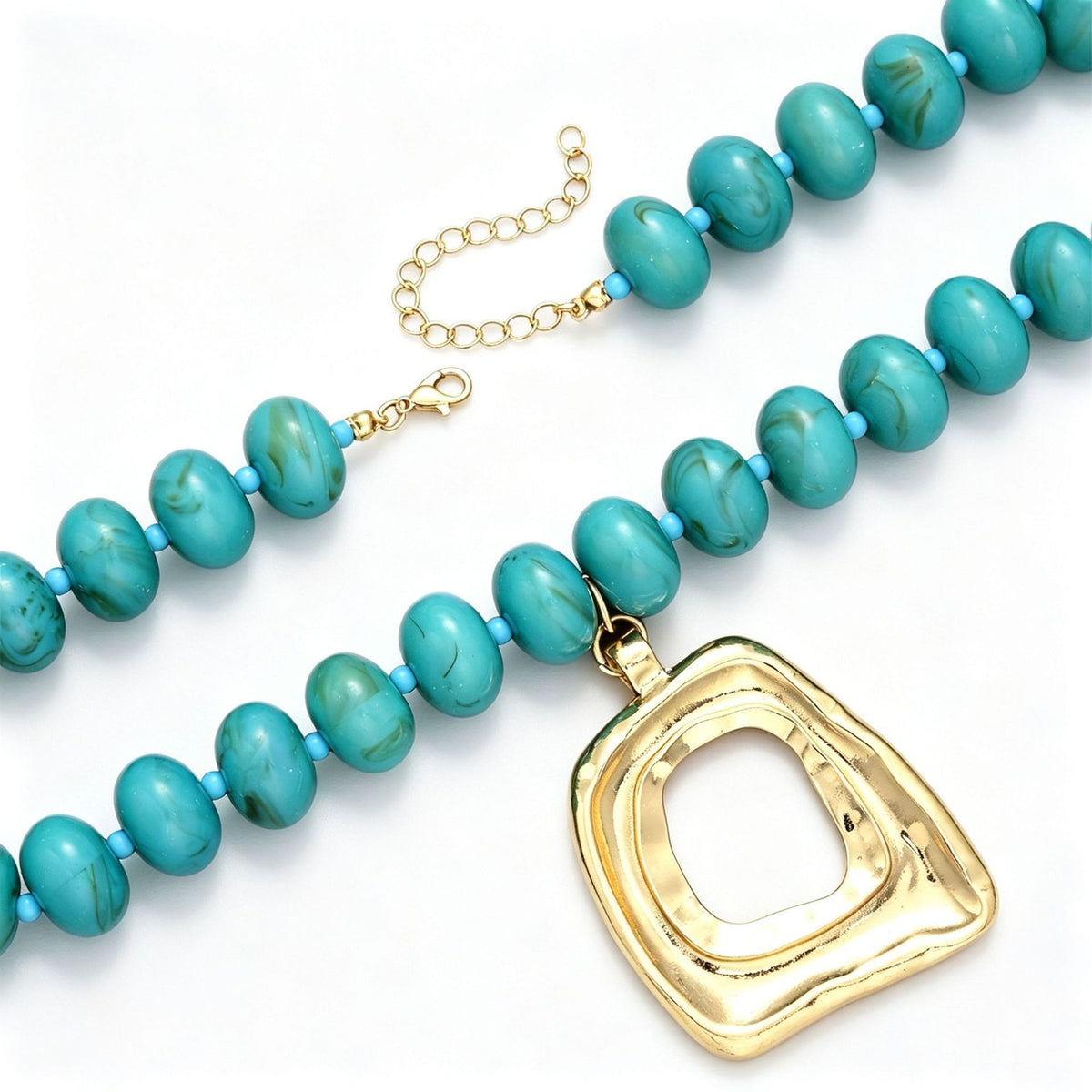 Boho Turquoise Beaded Geometric Necklace