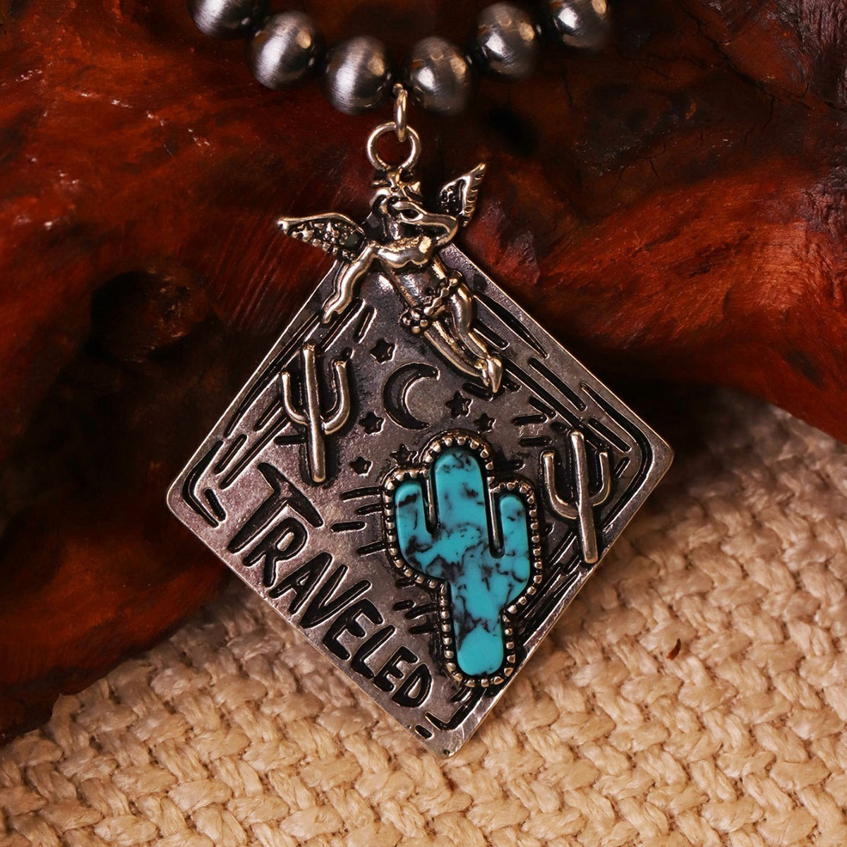 Boho Vintage Cactus Beaded Necklace