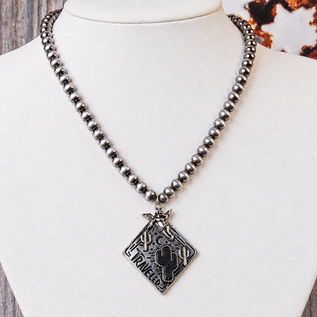 Boho Vintage Cactus Beaded Necklace