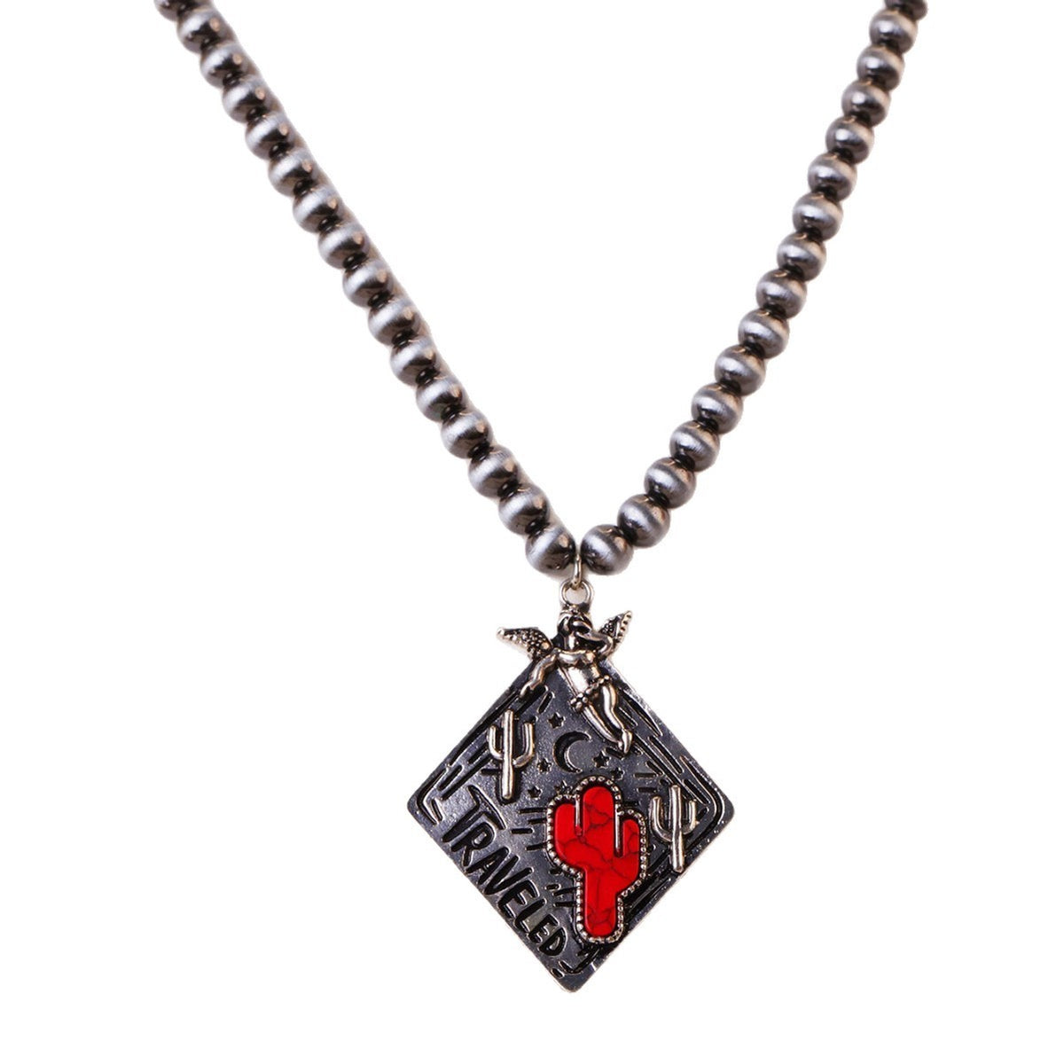 Boho Vintage Cactus Beaded Necklace
