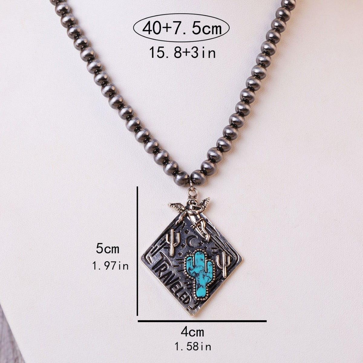 Boho Vintage Cactus Beaded Necklace