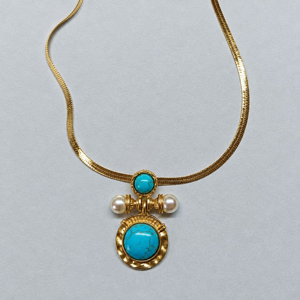 Vintage Turquoise Pearl Drop Earrings