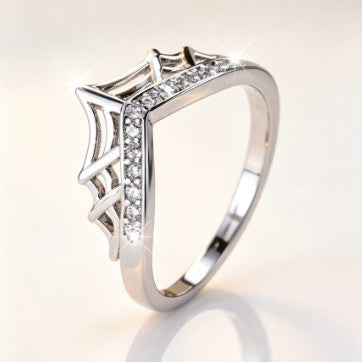 Classy Gothic Spiderweb Pave Ring