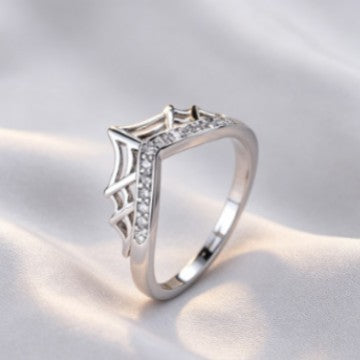 Classy Gothic Spiderweb Pave Ring