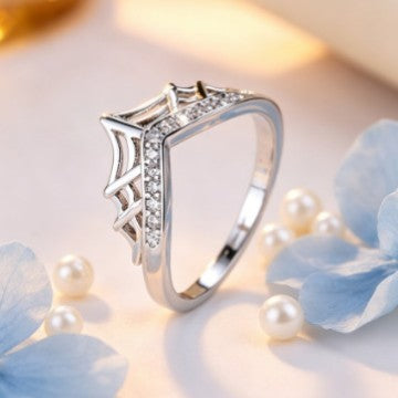Classy Gothic Spiderweb Pave Ring