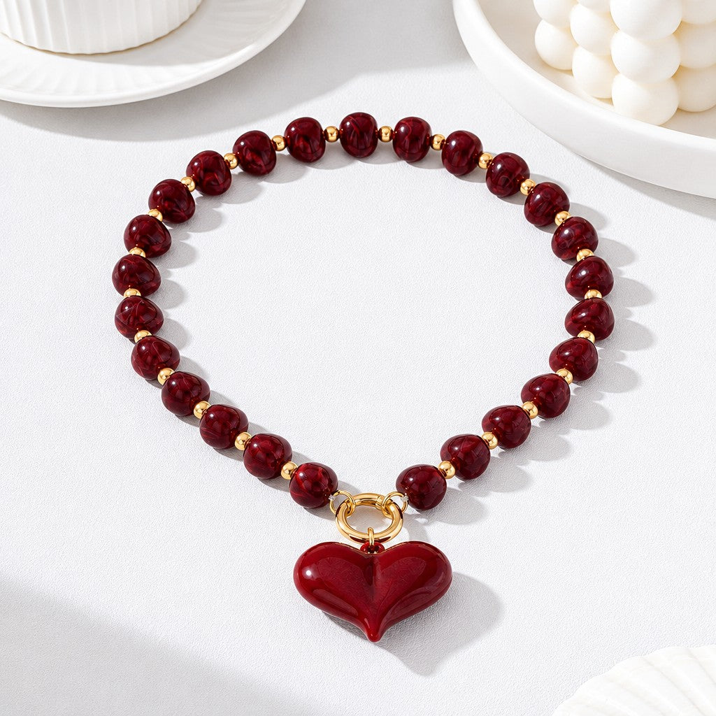 Romantic Multi-Strand Acrylic Heart Necklace