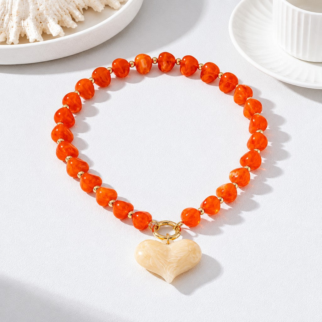 Romantic Multi-Strand Acrylic Heart Necklace