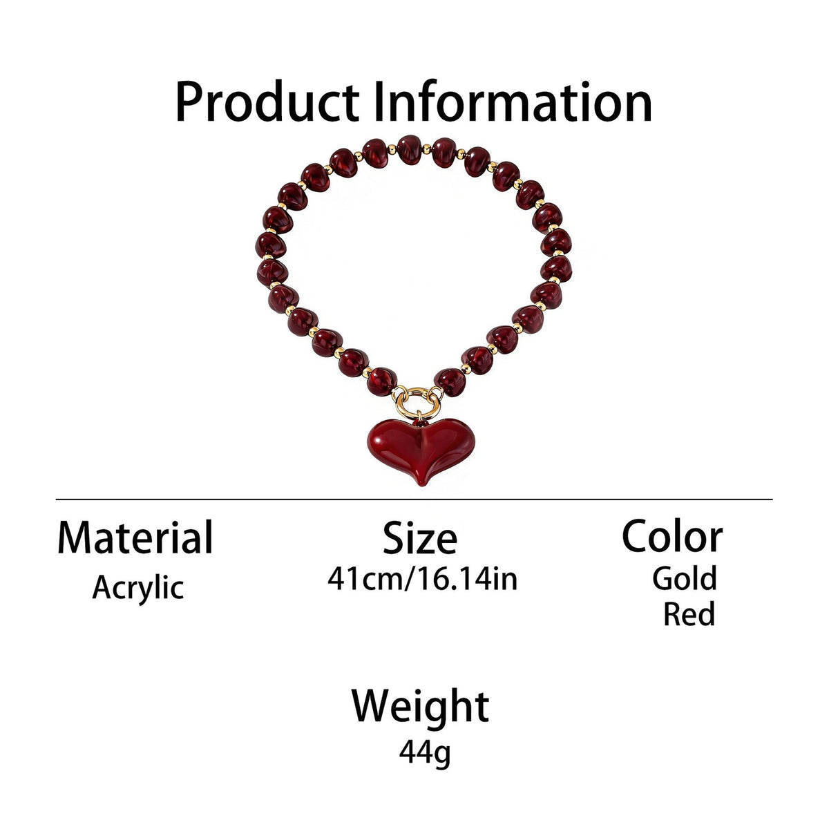 Romantic Multi-Strand Acrylic Heart Necklace