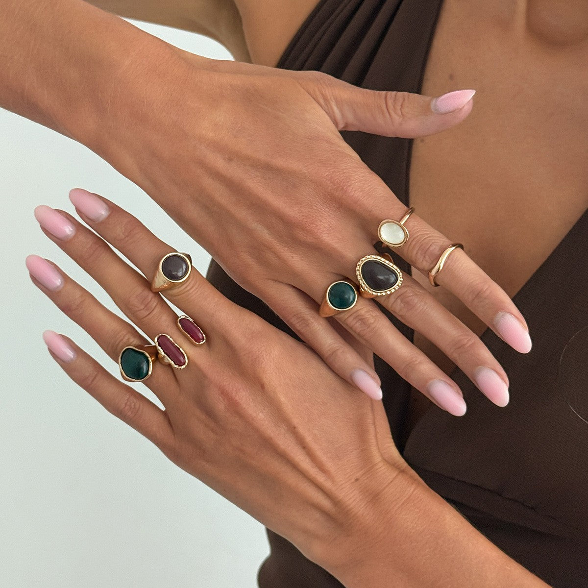Boho Irregular Resin Ring Set