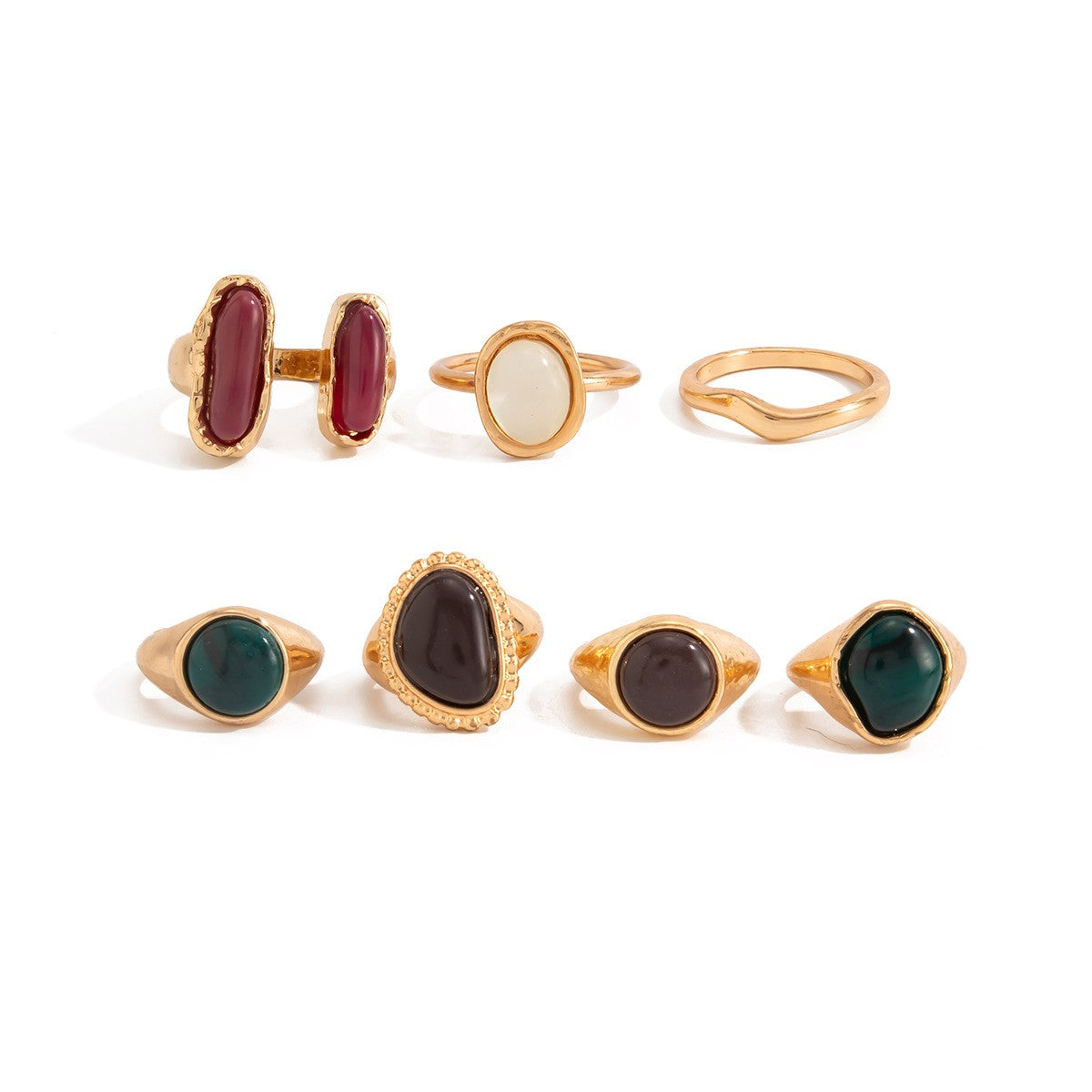 Boho Irregular Resin Ring Set