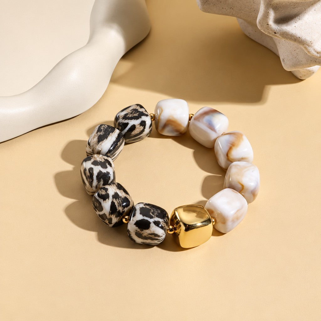 Classy Animal Print Resin Cube Bracelet